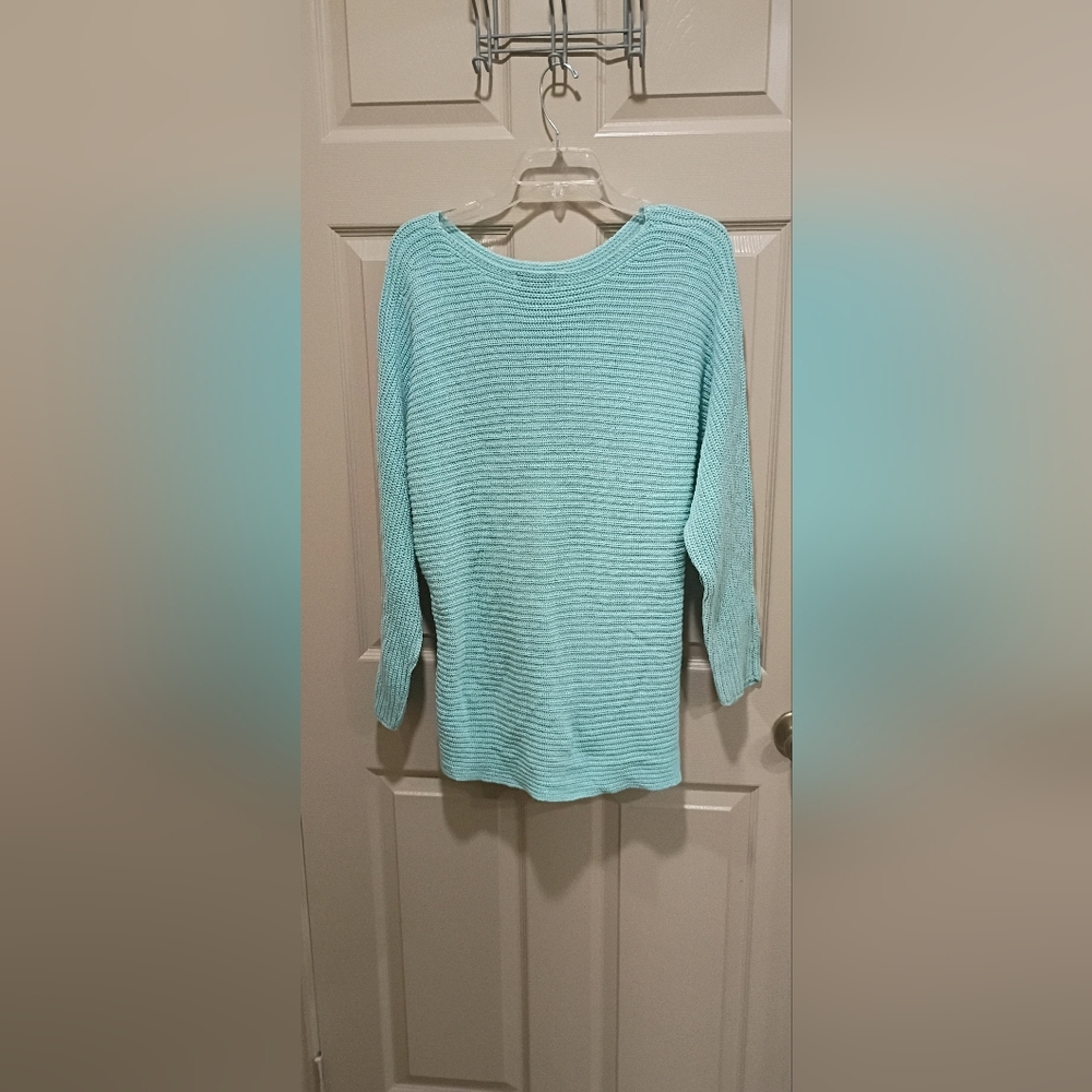 A.N.A. A New Approach Sky Blue Long Sleeve Knit Lightweight Sweater Plus Size 1x - Picture 2 of 10
